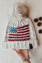 Load image into Gallery viewer, Crochet Slouchy Beanie | Tapestry Crochet Patterns| American Flag Beanie | America Proud Beanie