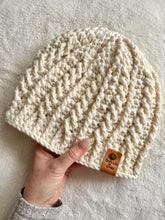 Load image into Gallery viewer, Crochet Cable Beanie Pattern with Brim