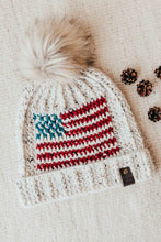 Load image into Gallery viewer, Crochet Slouchy Beanie | Tapestry Crochet Patterns| American Flag Beanie | America Proud Beanie
