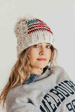 Load image into Gallery viewer, Crochet Slouchy Beanie | Tapestry Crochet Patterns| American Flag Beanie | America Proud Beanie