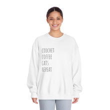Load image into Gallery viewer, Crochet Coffee Cats Repeat, Unisex DryBlend® Crewneck Sweatshirt