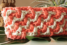 Load image into Gallery viewer, zig zag crochet basket with pink and white colors
