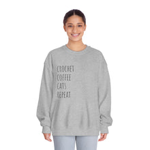 Load image into Gallery viewer, Crochet Coffee Cats Repeat, Unisex DryBlend® Crewneck Sweatshirt