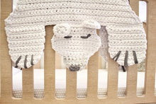 Load image into Gallery viewer, crochet bear rug hanging over crib