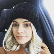 Load image into Gallery viewer, girl with short blonde hair wearing a black beanie