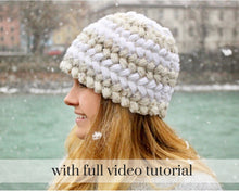 Load image into Gallery viewer, braided puff stitch crochet hat