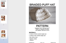 Load image into Gallery viewer, screenshot of braided puff stitch hat pattern