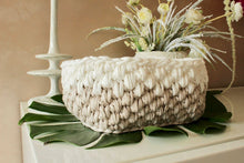 Load image into Gallery viewer, angle view of crochet storage basket