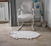 Load image into Gallery viewer, modern white nursery with white lamb rug