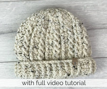 Load image into Gallery viewer, white ribbed crochet hat with brim