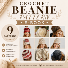 Load image into Gallery viewer, Crochet Beanie Patterns E-Book | Crochet hat patterns
