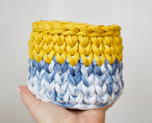 Load image into Gallery viewer, little knit basket yellow and blue 
