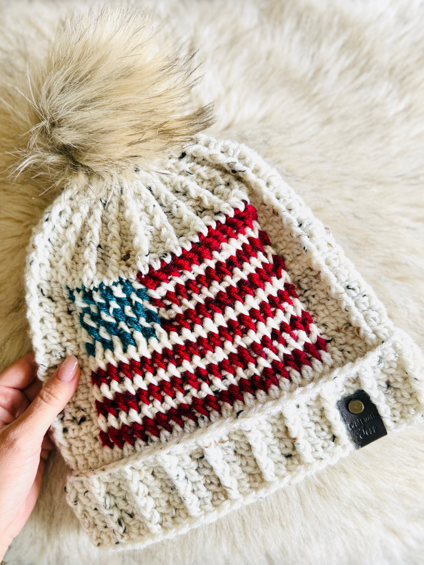 Crochet Slouchy Beanie | Tapestry Crochet Patterns| American Flag Beanie | America Proud Beanie