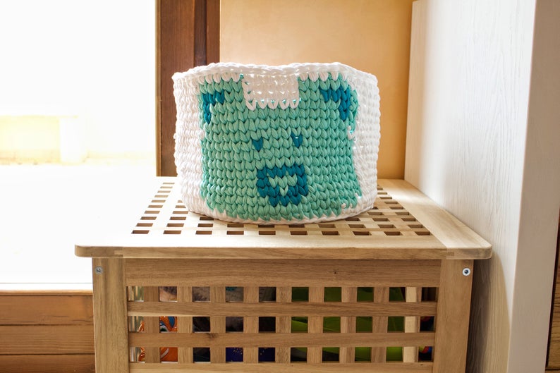 turquoise bear organizing basket 