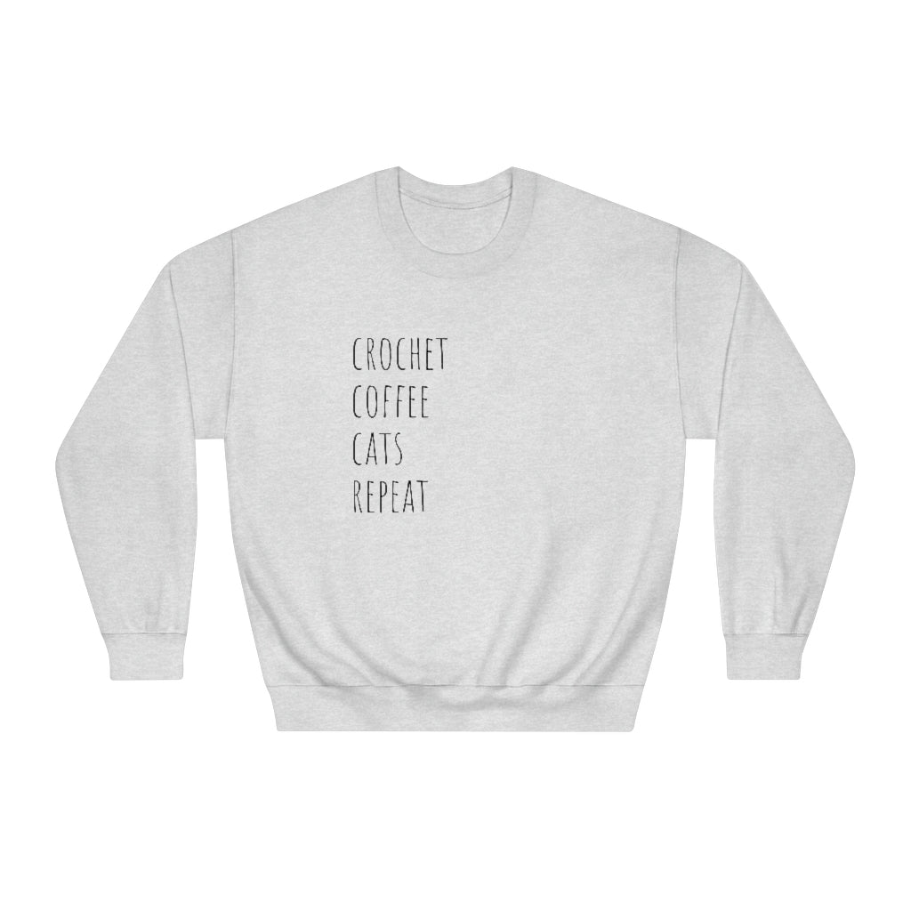 Crochet Coffee Cats Repeat, Unisex DryBlend® Crewneck Sweatshirt