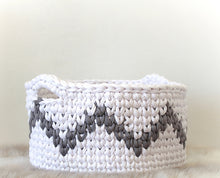 Load image into Gallery viewer, big white crochet organizing basket
