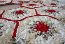 Load image into Gallery viewer, red and green crochet hexagons 

