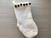 Load image into Gallery viewer, chunky crochet christmas stocking with pom pom border
