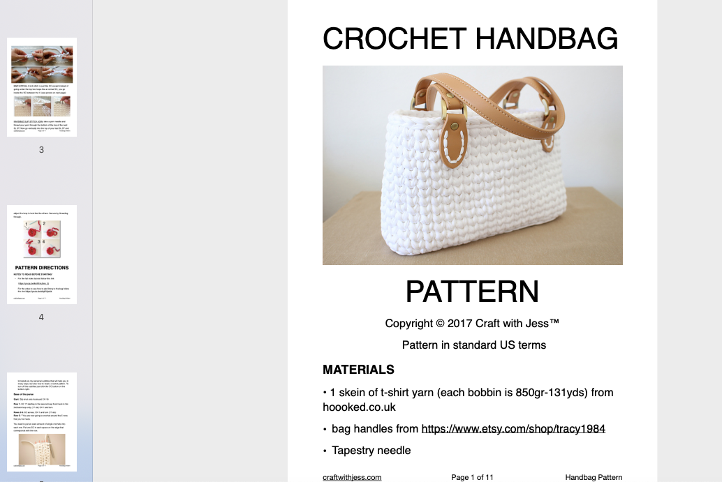 Crochet Bag Pattern with Leather Straps