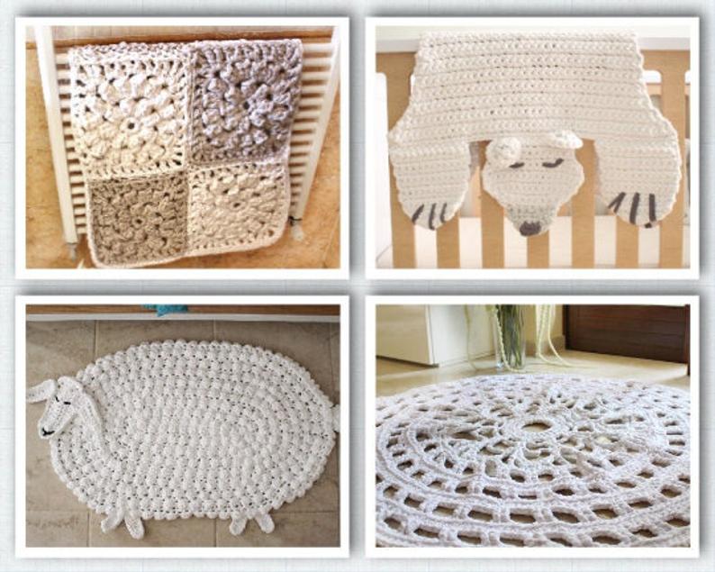 four crochet rugs with chunky yarn