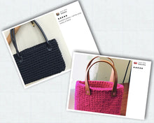 Load image into Gallery viewer, black crochet handbag and hot pink crochet bag with leather straps
