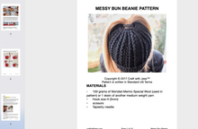 Load image into Gallery viewer, screenshot of messy bun beanie pattern
