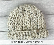 Load image into Gallery viewer, white ribbed crochet hat with brim
