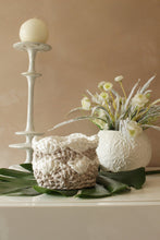 Load image into Gallery viewer, crochet basket with vase of flowers and a candle stem
