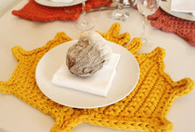 Load image into Gallery viewer, mustard yellow crochet leaf 
