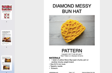 Load image into Gallery viewer, screenshot of diamond messy bun beanie pattern
